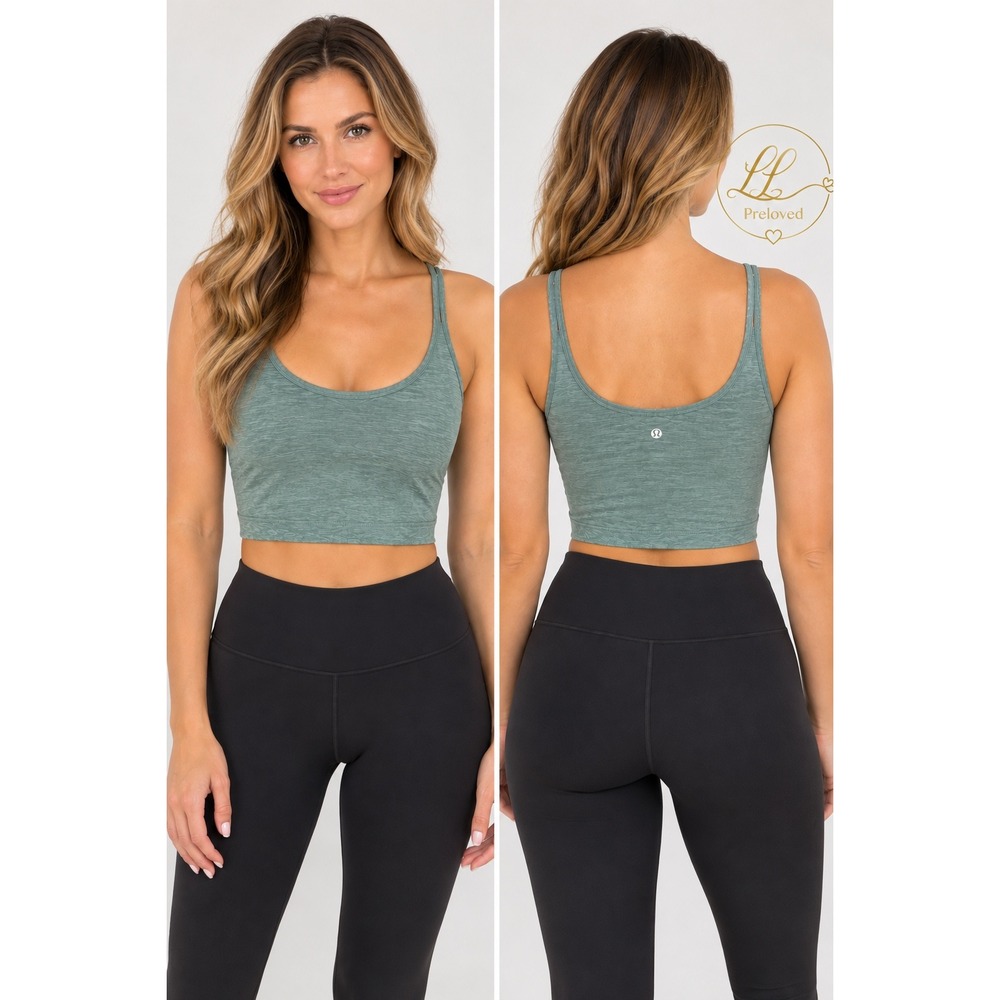 Lululemon Align Tank Top Womens 14 Green Heathered Cropped Yoga Athleisure
